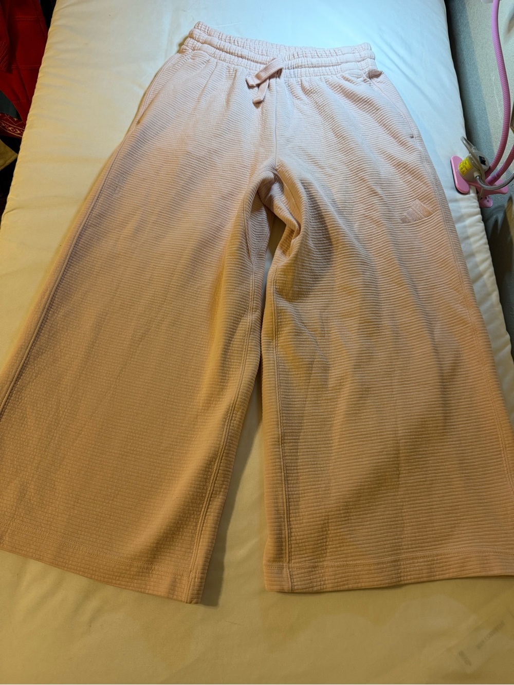 adidas Pale Pink Ribbed Wide-Leg SZN Lounge Pants